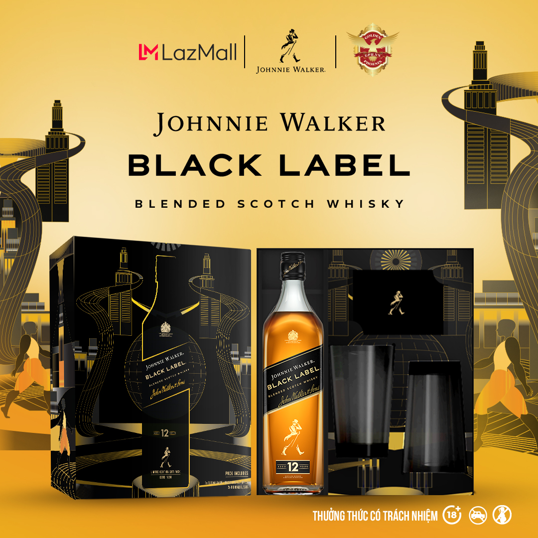 Hộp Quà Tết Rượu Johnnie Walker Black Label Blended Scotch Whisky 40% 750ml - Whisky Thượng Hạng, Hương Vị Sáng Tạo