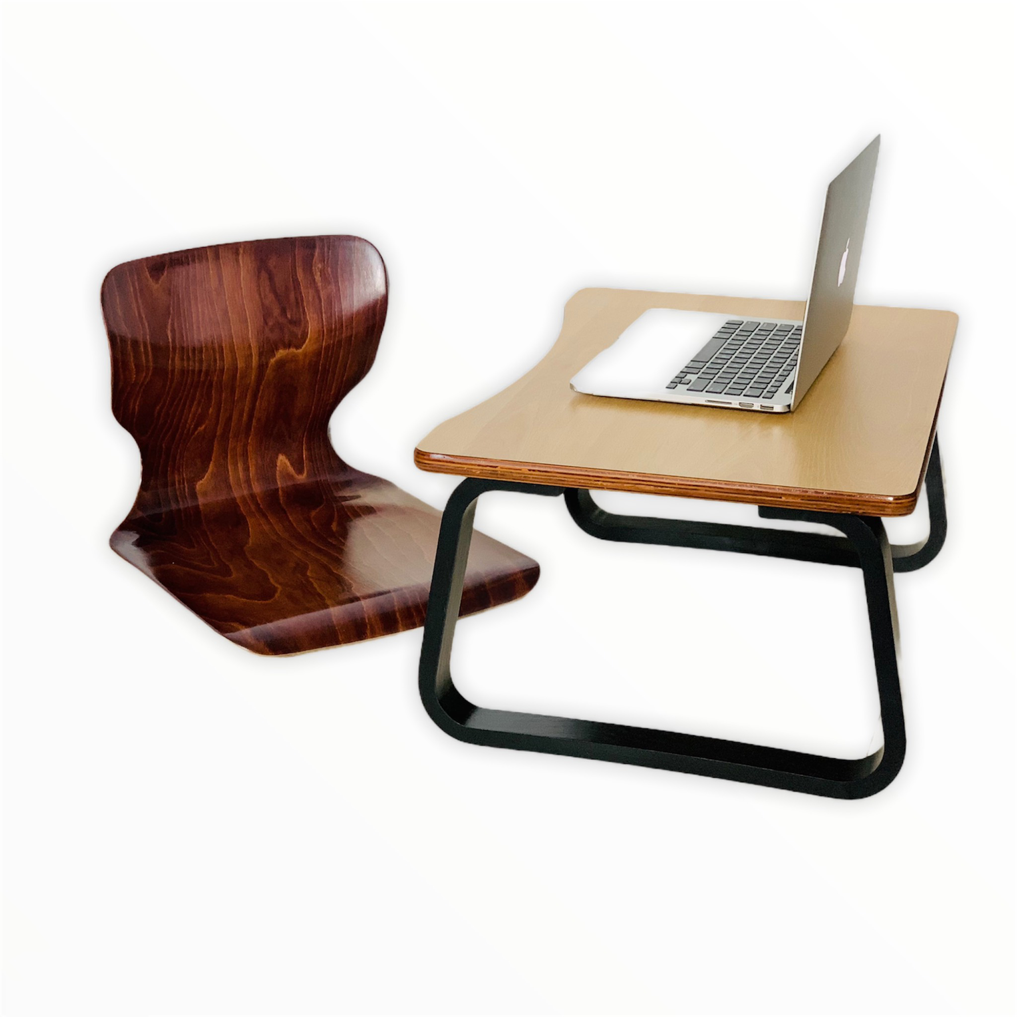 Bàn làm việc ngồi bệt, Bàn trà cafe gỗ uốn cong Plyconcept TOMA Table (70x 50 x Cao 30 cm) - Gỗ Plywood cao cấp