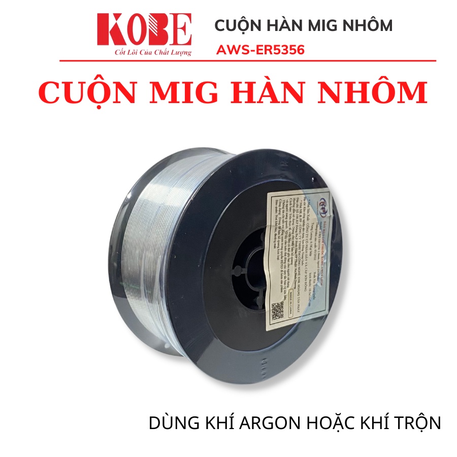 Cuộn dây hàn mig nhôm KOBE sử dụng khí Argon và khí trộn loại 0,5kg - AWS ER5356