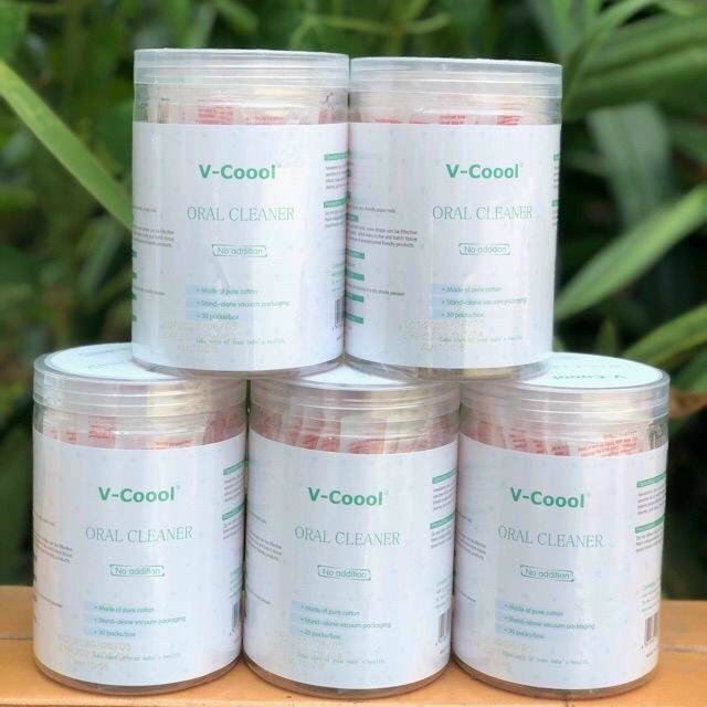 Gạc rơ lưỡi, que tưa lưỡi VCoool vệ sinh răng miệng cho bé an toàn và tiện lợi - Hộp 30 que