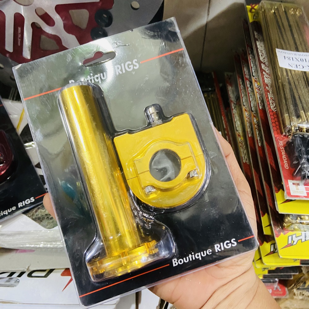[độ xe máy] CÙM GA NHÔM CNC nguyên khối xài 1 dây ga gắn các loại xe NHƯ WAVE, DREAM, SIRIUS (màu vàng)