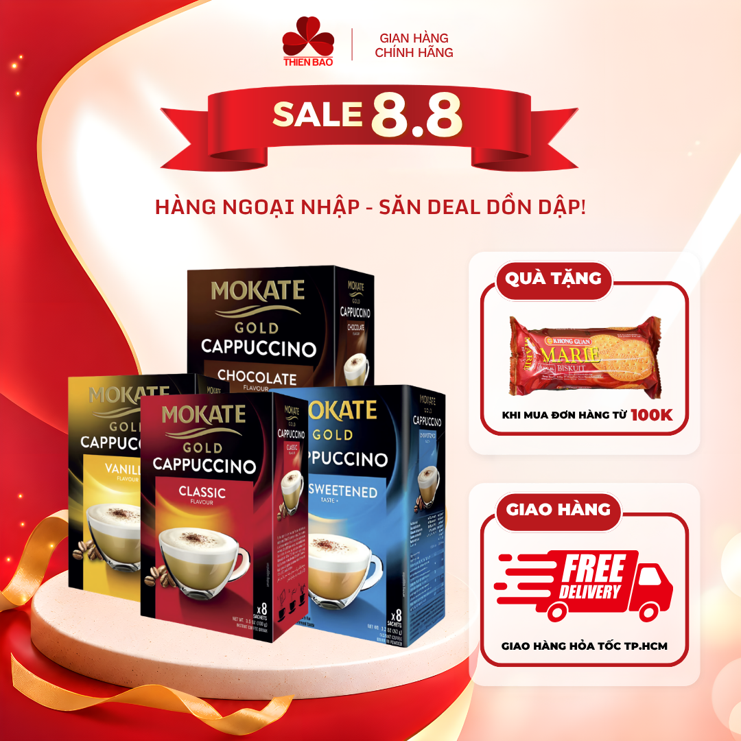 Cà phê Mokate Gold Cappuccino 100g - Chocolate/Vanilla/Classic/Unsweetened