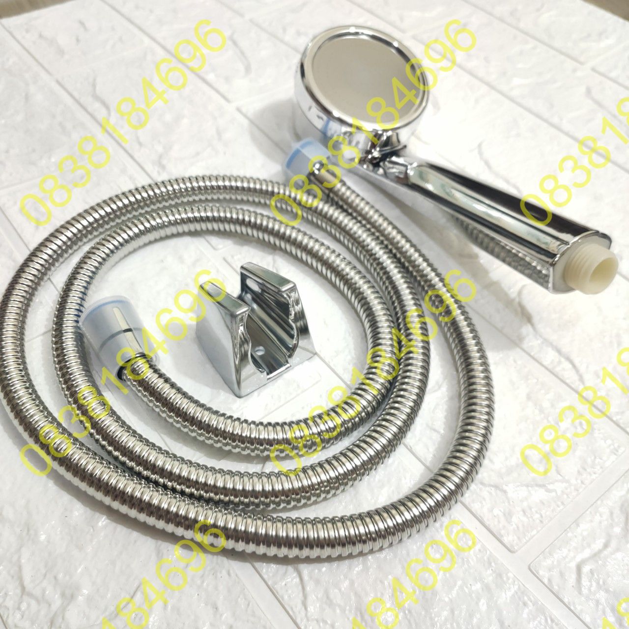 Bộ vòi sen tắm lạnh,tay sen tăng áp nhựa xi inox sáng bóng, củ sen lạnh đồng thau, dây sen đồng thau, dây sen 3 lớp, dây sen  inox 150 cm, cài nhựa xi inox sáng bóng