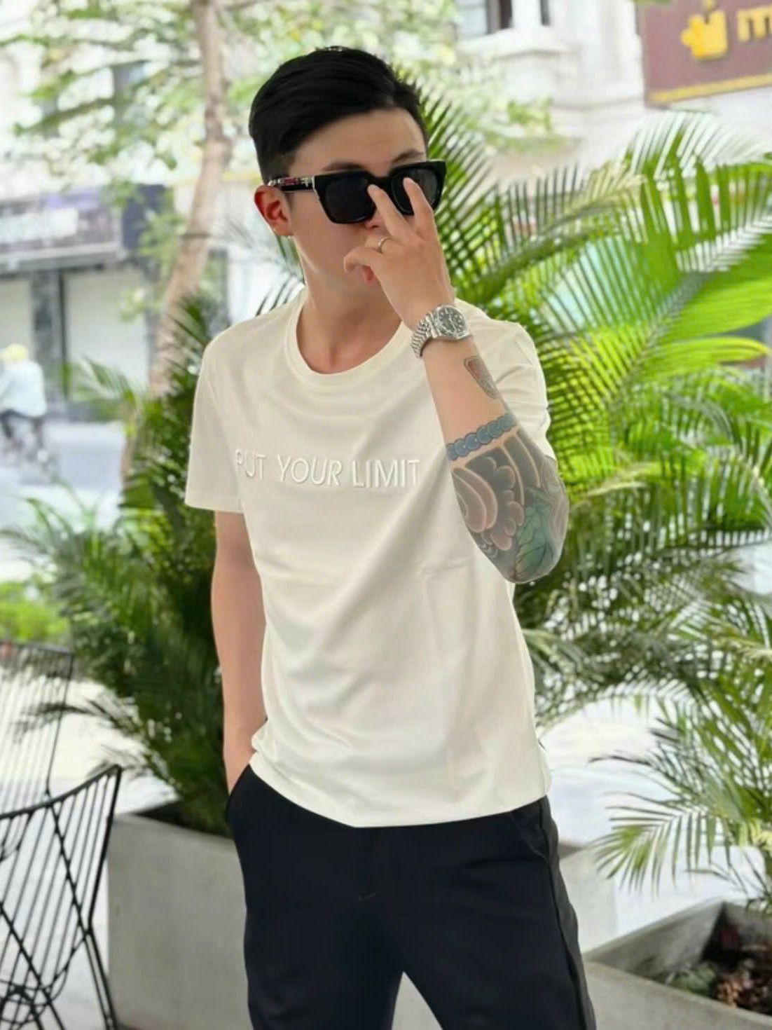 Áo thun nam cổ tròn tay ngắn chất vải cotton thiết kế phối viền sọc vai đẹp sang trọng thoáng khí mẫu mới TANBEO_SHOP - 4