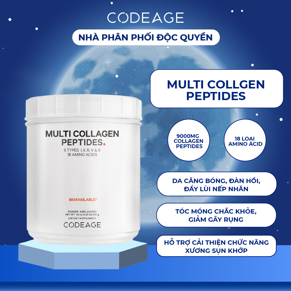 Bột Collagen Thủy Phân Codeage - Multi Collagen Peptides Giúp Trẻ Hóa Làn Da Và Bổ Sung Collagen 567g