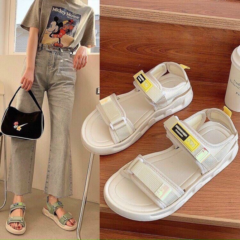 Sandal Nữ Quai Dán FIN Hàn Quốc Quai 3 Màu Hot Trend Sandal quai hậu nữ đế mềm , êm chân sandal