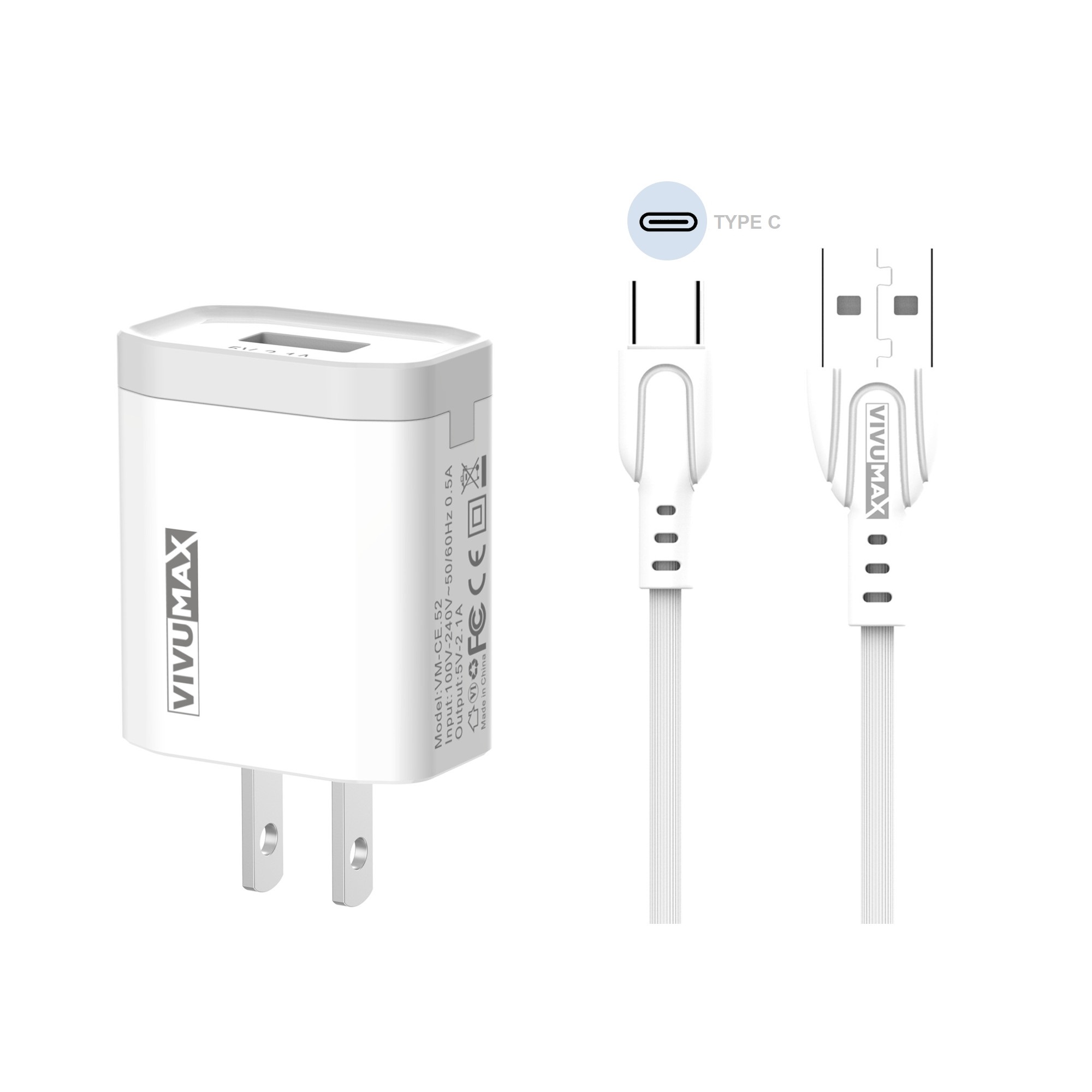 Bộ sạc và truyền dữ liệu VivuMax C1 đầu sạc Type C (Samsung/Oppo/Realme/Xiaomi/Nokia/Vsmart) – Hàng Chính Hãng, Bảo Hành Chính Hãng 12 Tháng (Đổi Mới)