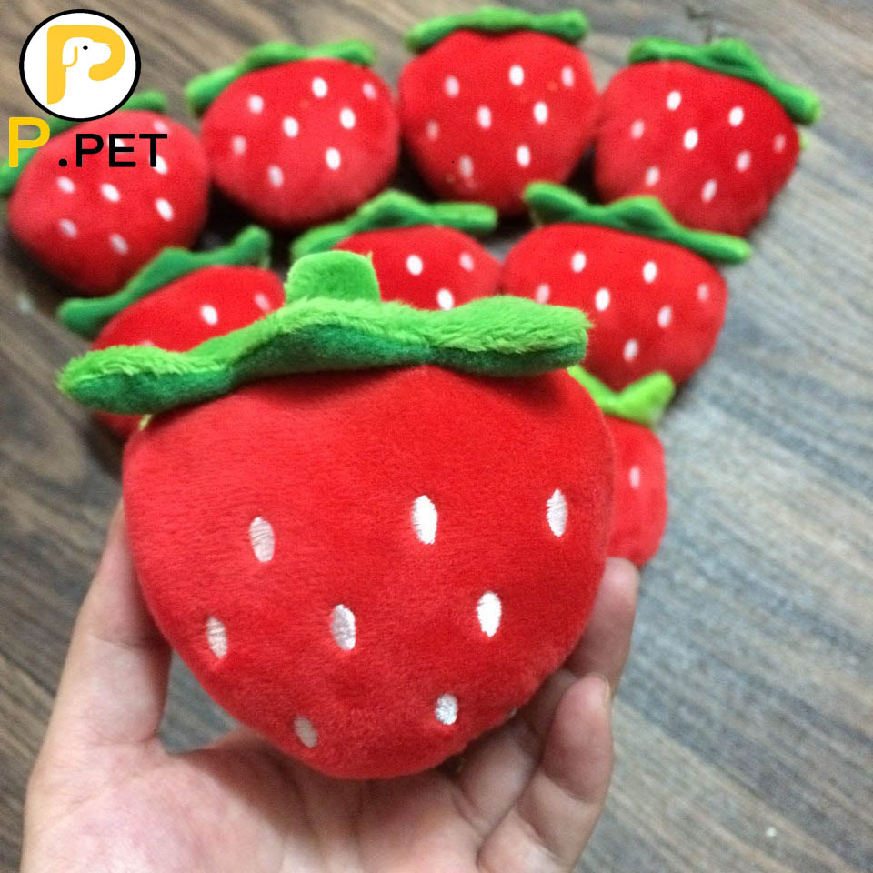 Đồ Chơi Nhồi Bông Hình Quả Dâu Tây Cho Chó Mèo (P.Petshop)