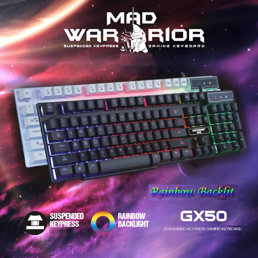 Bàn phím giả cơ chơi game GX50 Led 3 màu, bàn phím văn phòng