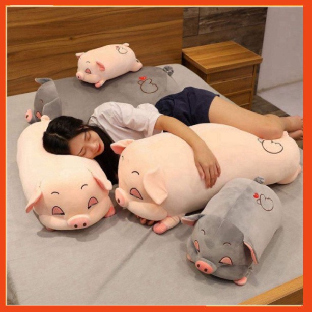 Gấu Bông Heo Mắt Híp Size 35-110cm, Lợn Phê Cần Ngủ Đờ Đẫn, Gối Ôm Heo Ngủ Không Chăn Đáng Yêu