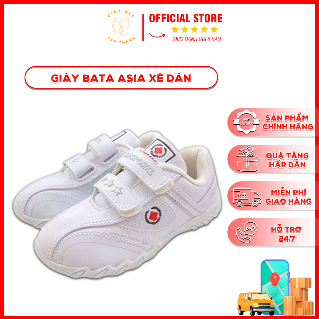 Giày bata asia - giày thể thao tiệm dép tân thành xé dán dành cho học sinh đi học cao cấp