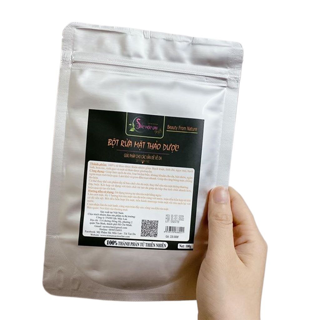 Bột rửa mặt thảo dược Sắc Mộc Lan, ngừa mụn, se khít lổ chân lông