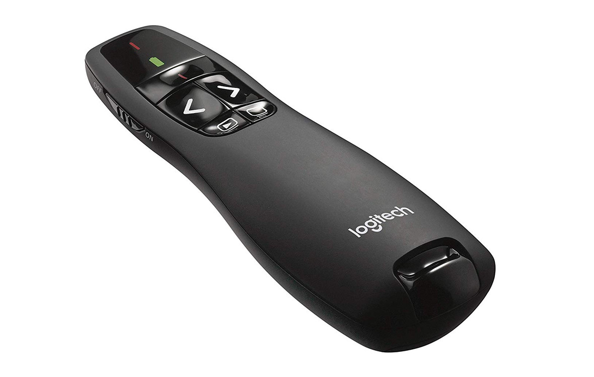 Bút Trình Chiếu Logitech R400, Bút Trình Chiếu Không Dây Thông Minh Logitech R400 2.4G,Khả Năng Kết Nối Không Dây Với Sóng 2.4Ghz Mạng Mẽ Và Phạm Vi Kết Nối Lên Đến 15M.Hàng Chính Hãng.