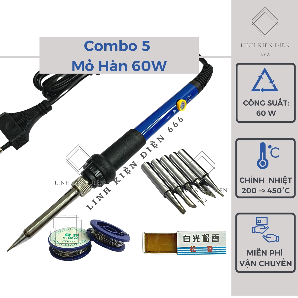 Mỏ hàn chì 60w hàn thiếc mini điện tử chỉnh nhiệt MH60WCNNTH