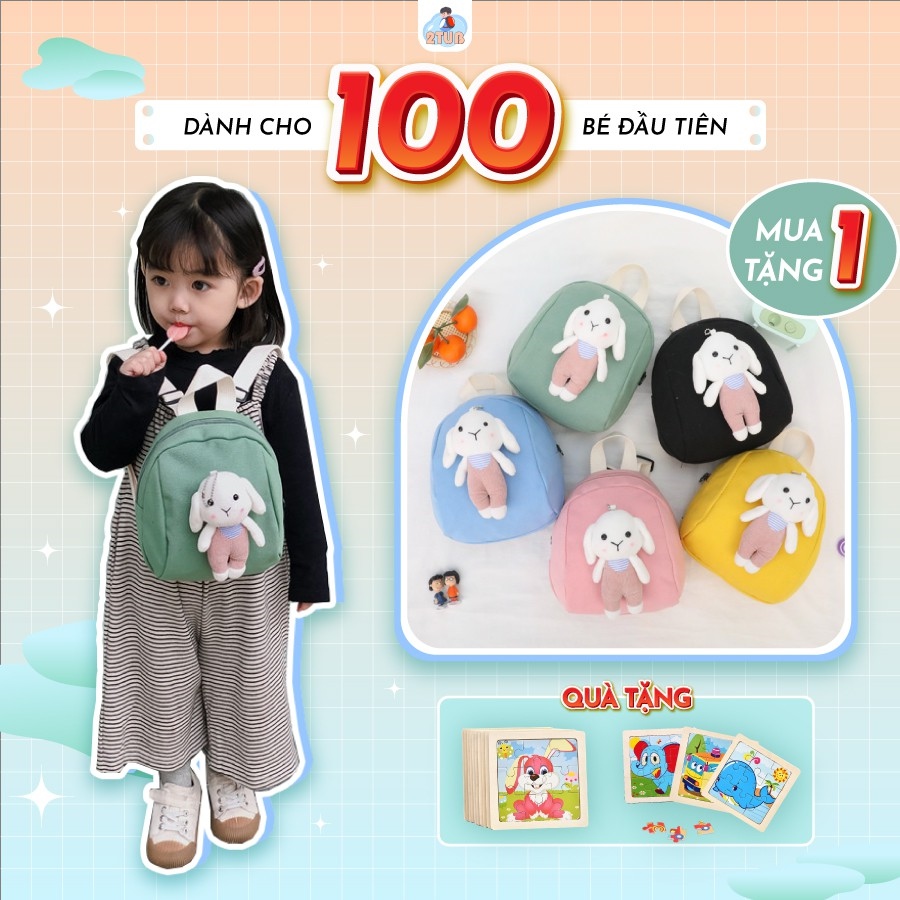 Balo đi học cho bé mẫu giáo 1-4 tuổi hình thỏ đáng yêu TẶNG QUÀ xinh 2TUB M13