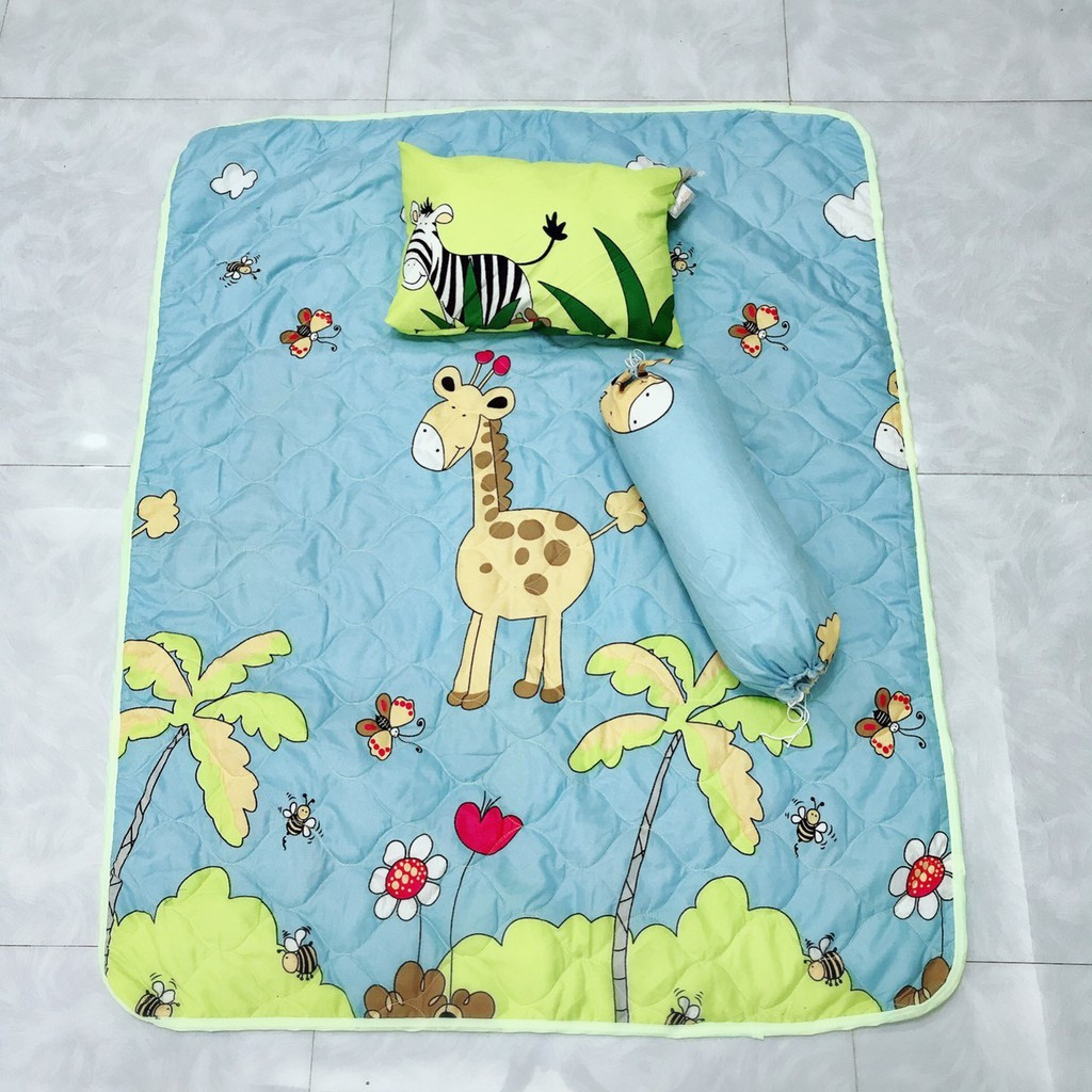 Bộ mền gối 5 món cho bé đi nhà trẻ, mẫu giáo - chăn mền cotton cho bé đi học mầm non, chăn đũi hè thu đắp cho bé, bộ gối, gối ôm siêu đẹp, thoáng mát mềm min, dễ vệ sinh