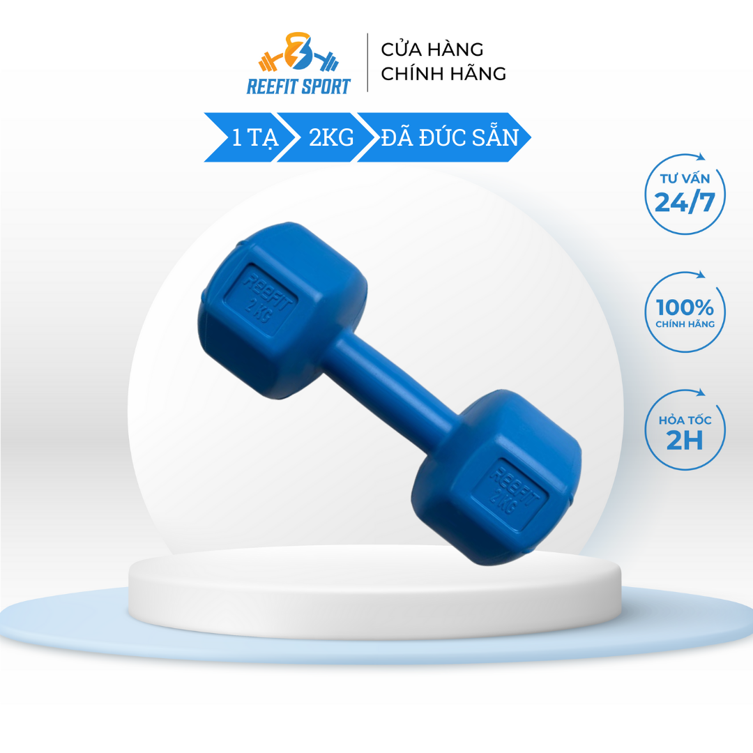 Tạ tay nhựa bát giác 2kg cao cấp reefit