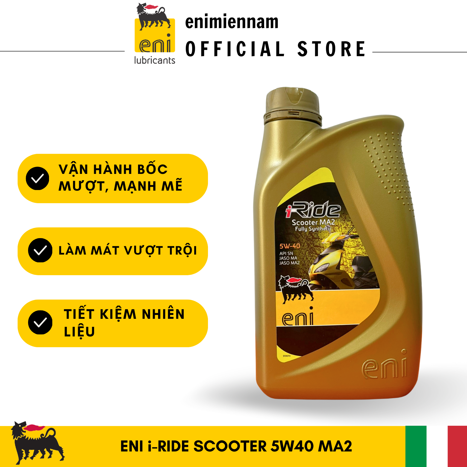 Nhớt eni i-ride scooter ma2 5w40 nhập khẩu ý