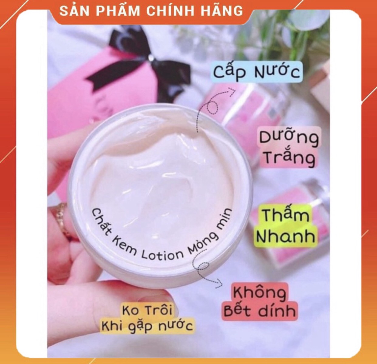 Kem body Bông 250gr- dưỡng trắng -cấp nước -thấm nhanh