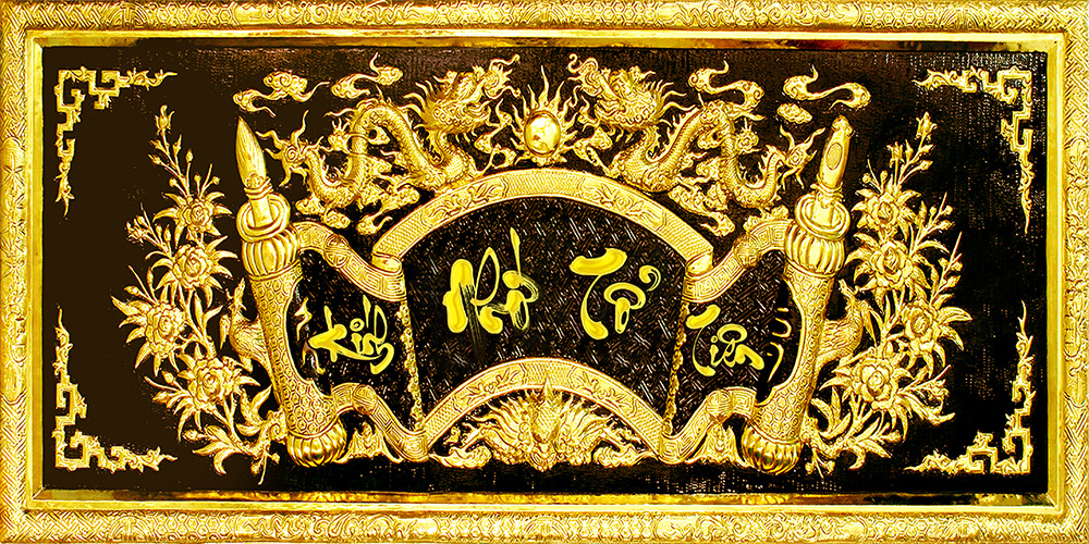 Tranh dán tường Hoành Phi 1 tấm ngang trang trí bàn thờ phòng thờ loại cao cấp nhiều kích thước