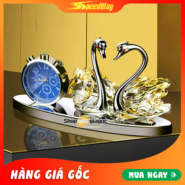 - nước hoa ô tô đồng hồ và cặp thiên nga pha lê spw07
