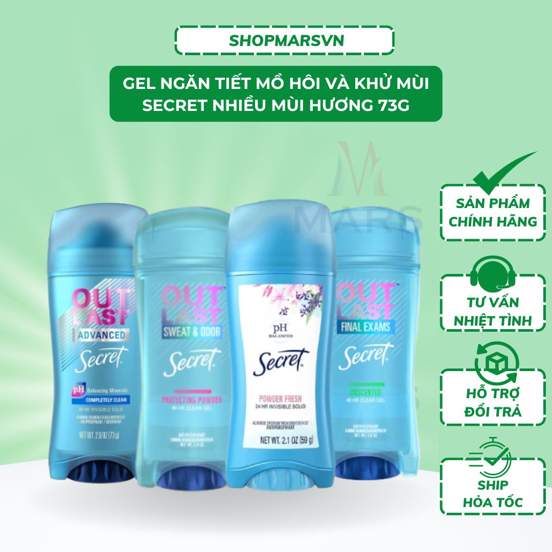 Gel Ngăn tiết mồ hôi và Khử mùi Secret nhiều mùi hương 73g