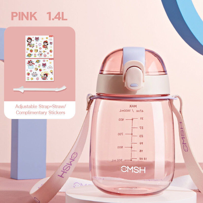  Bình Nước 1400Ml Bình Nước Nhựa Cầm Tay Không Chứa BPA Có Ống Hút Bình Nước Em Bé Bình Nước Cho Trẻ Em Bình Uống Nước Thể Thao Có Dây Đeo 