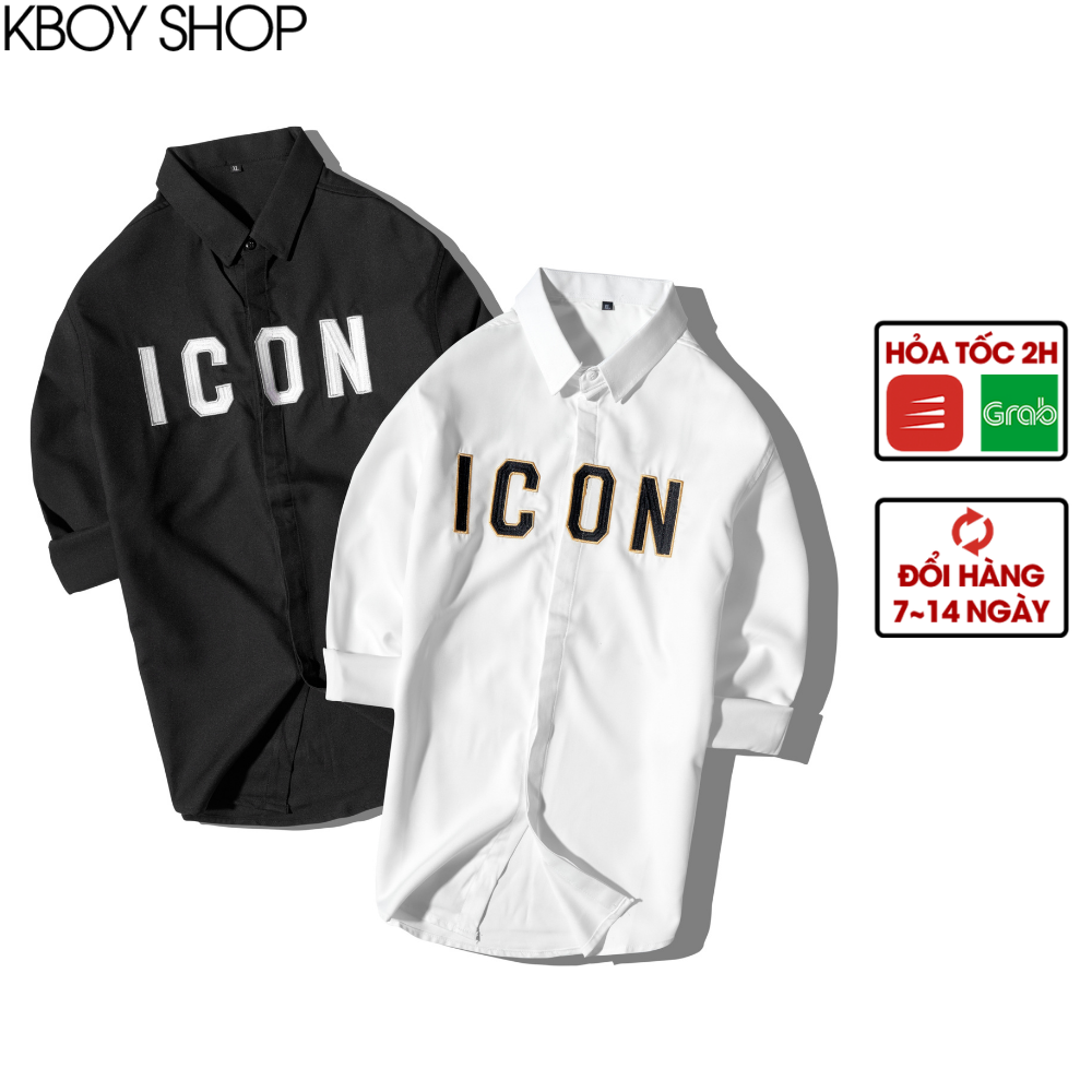 Áo sơ mi tay dài Chữ icon Nổi bật hàng Quãng Châu cao cấp - Màu trắng sang trọng tinh tếtrẻ trung Mềm mịn - F177