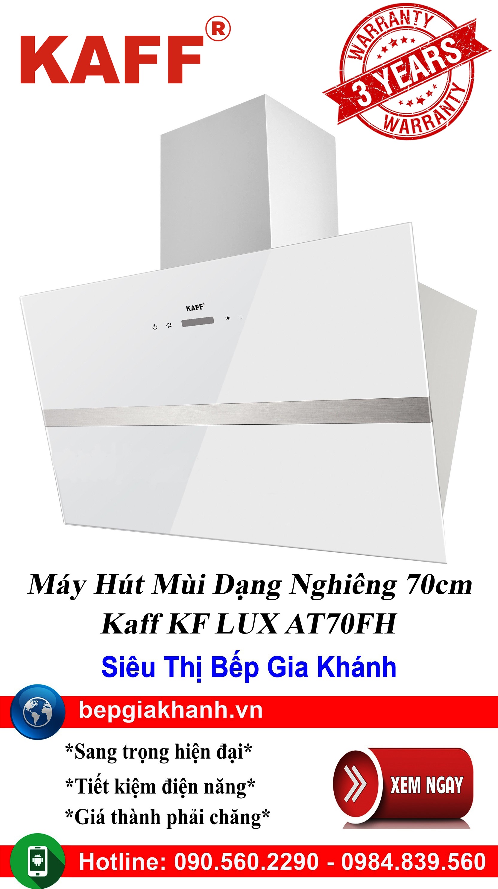 [HCM]Máy hút mùi dạng nghiêng 70cm Kaff KF LUX AT70FH máy hút mùi nhà bếp máy hút mùi bếp máy hút mùi kính cong máy hút mùi canzy máy hút mùi mini máy hút mùi âm trần máy hút mùi electrolux may hut mui