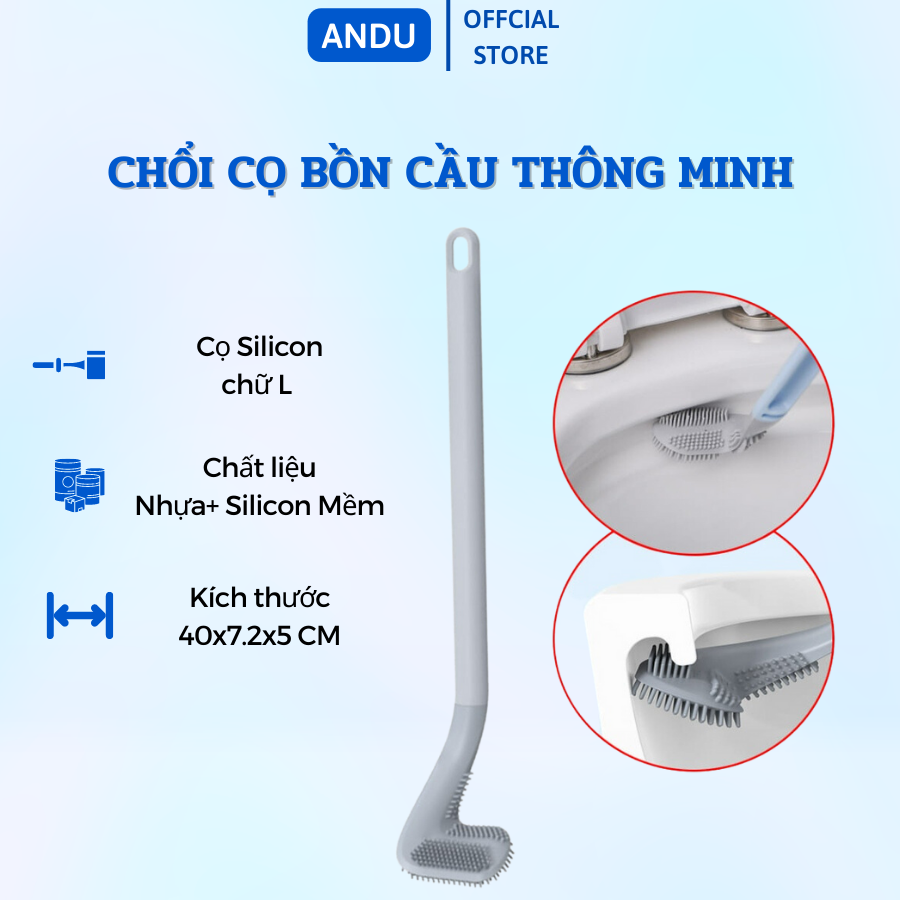Chổi Cọ Bồn Cầu Thông Minh SILICON Cọ Chà Vệ Sinh TOILET Sạch Mọi Ngóc Ngách Bồn Cầu, Nhà Tắm Hình Gậy Đánh Gold