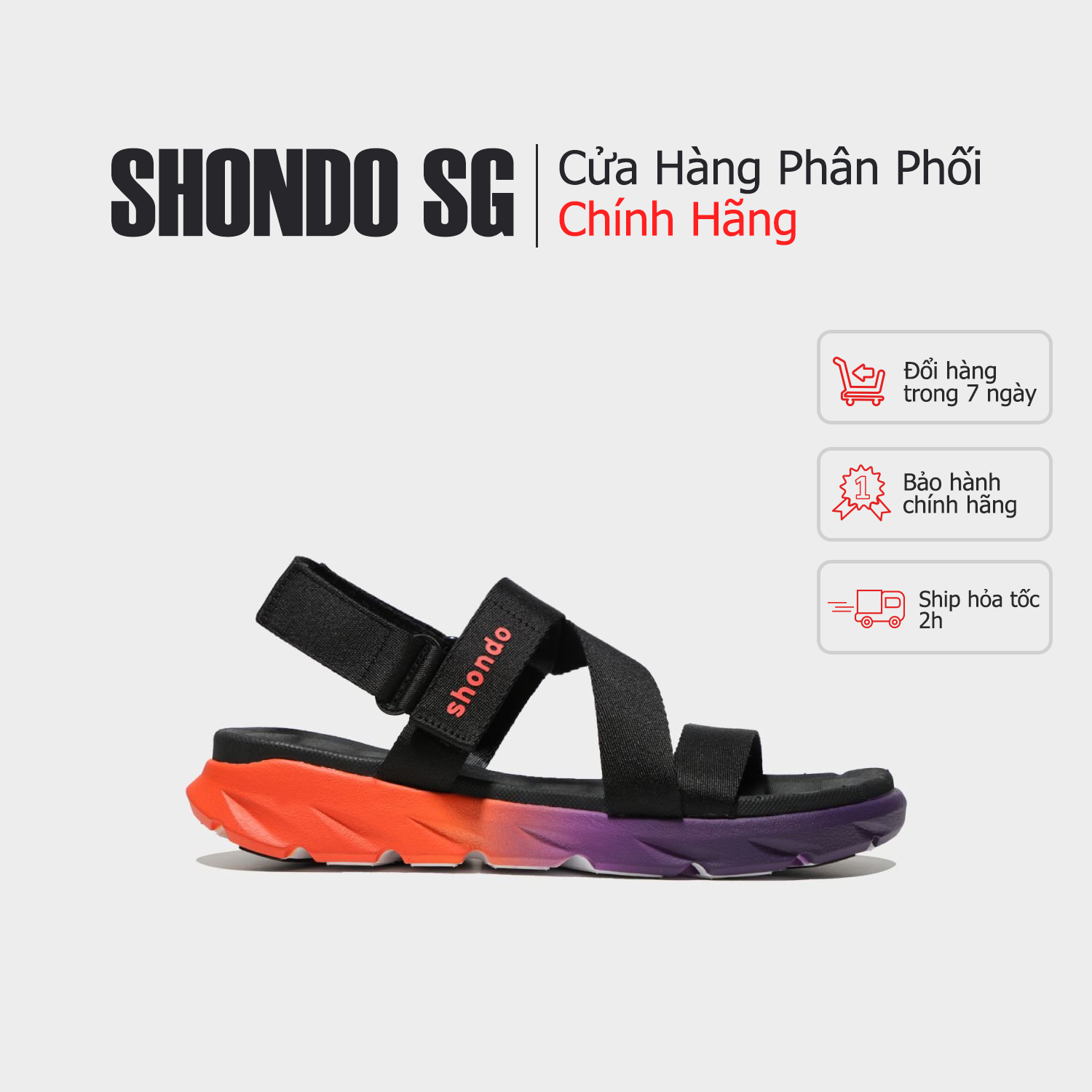 [Chính hãng] Shondo Sandal F6 sport ombre đế 2 màu cam-tím F6S8910