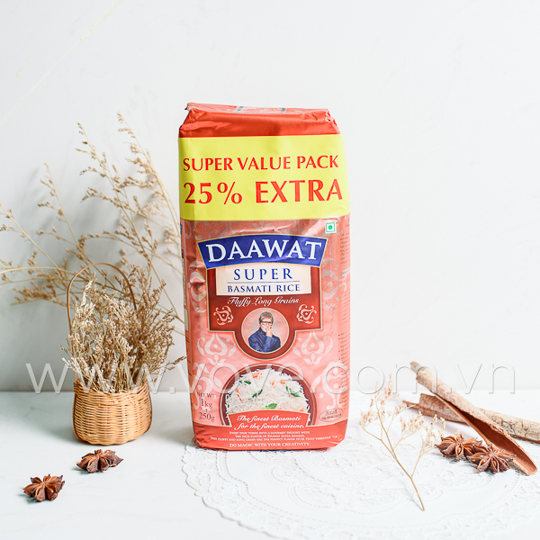 Gạo Ấn Độ DAAWAT Super Basmati Rice 1kg