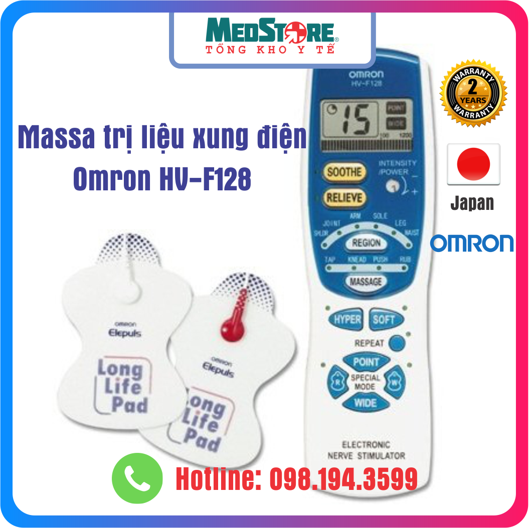 Máy massage trị liệu xung điện omron hv-f128 - nhật bản - tbyt medstore