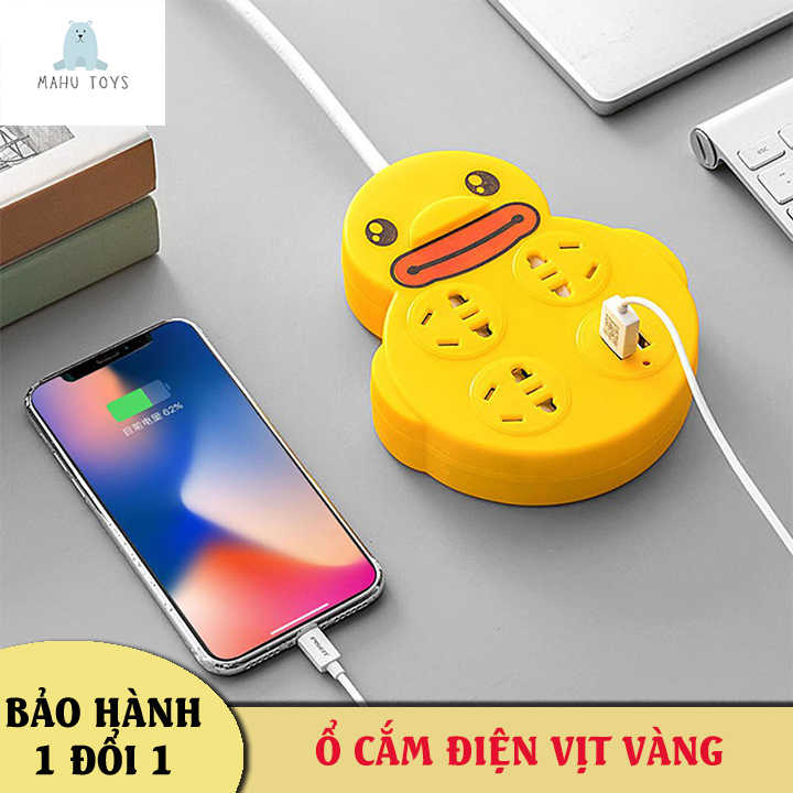 Ổ cắm vịt vàng siêu cute ,ổ điện đa năng tích hợp cổng sạc usb - -mahu toys