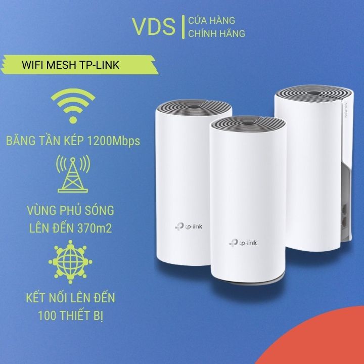 Wifi mesh Tp-link deco e4 3 pack ,Bộ phát wifi mesh băng tần kép chính hãng, mới 100%,bảo hành 24 tháng
