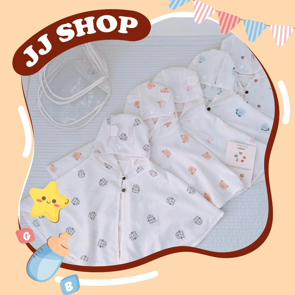 Áo choàng monona kèm mũ chắn giọt cho bé từ sơ sinh đến 3 tuổi