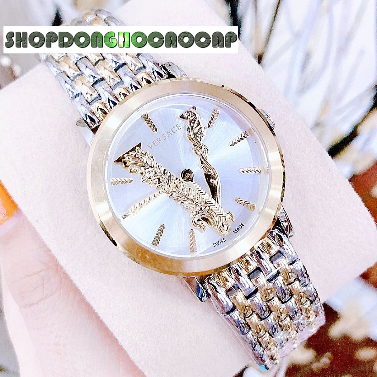 Đồng hồ versace virtus gold nữ dây demi mặt trắng 36mm