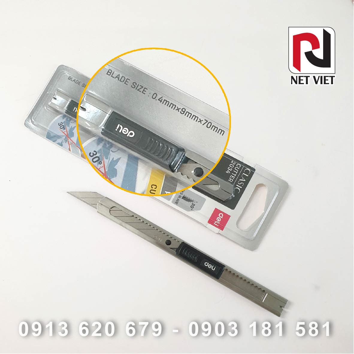 Dao rọc giấy Deli 30 độ, Dao cắt giấy mini nhỏ gọn Deli 30 độ