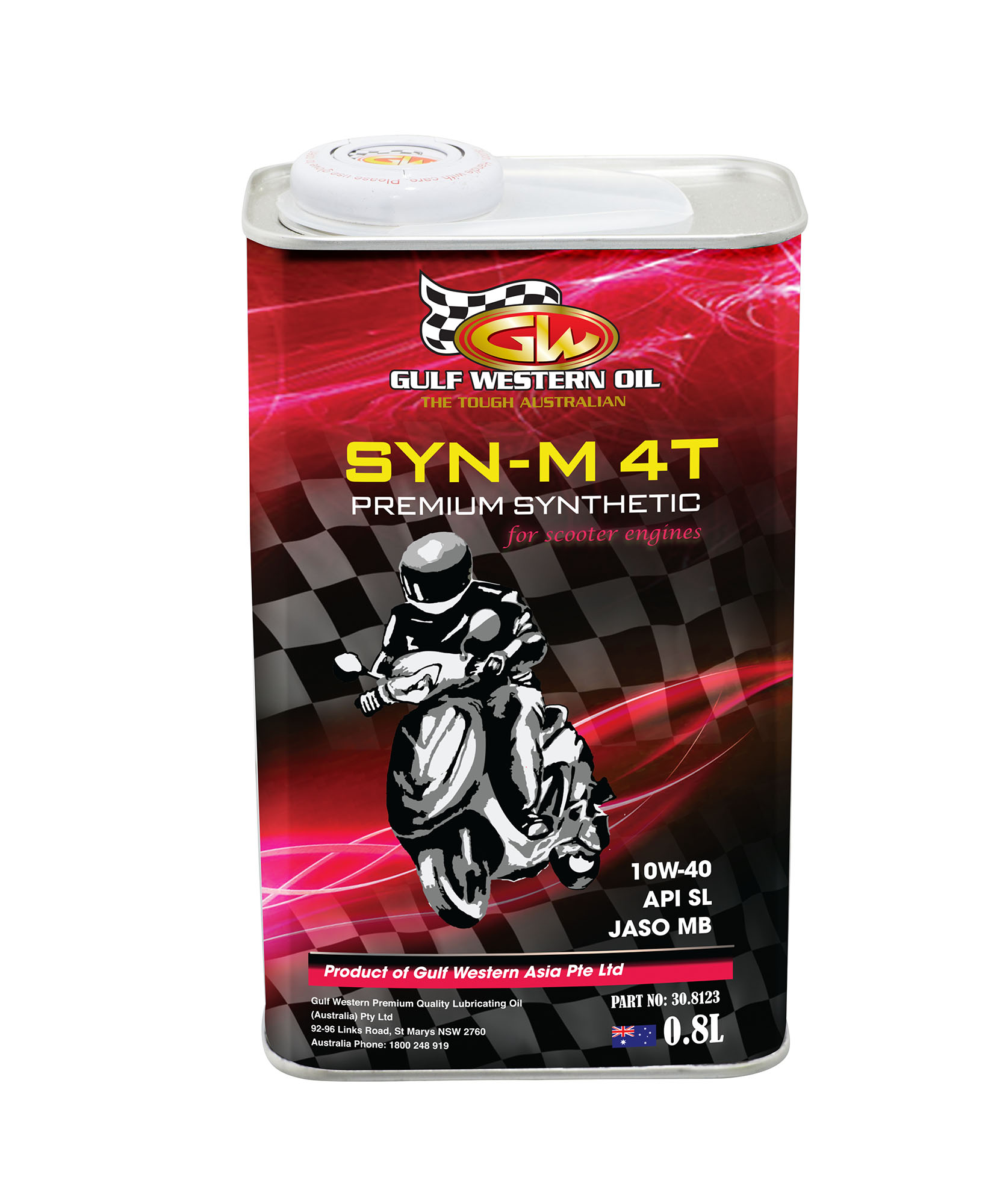 Nhớt Gulf Western Oil SYN-M 4T Premium Syn Scooter 10W40 0.8L API SL JASO MB