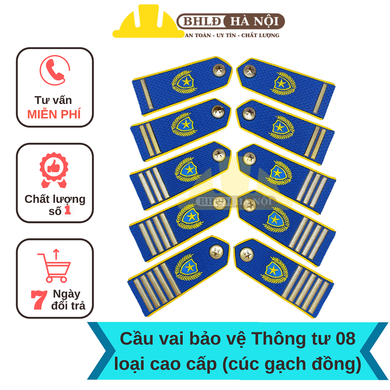 Cầu vai bảo vệ thông tư 08 cao cấp (cúc gạch đồng)