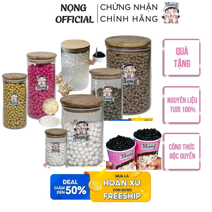 Trân châu combo trân châu đen, trắng, dâu, hoàng kim, khoai môn, mini cao cấp 6 loại siêu tiết kiệm nguyên liệu tự pha trà sữa