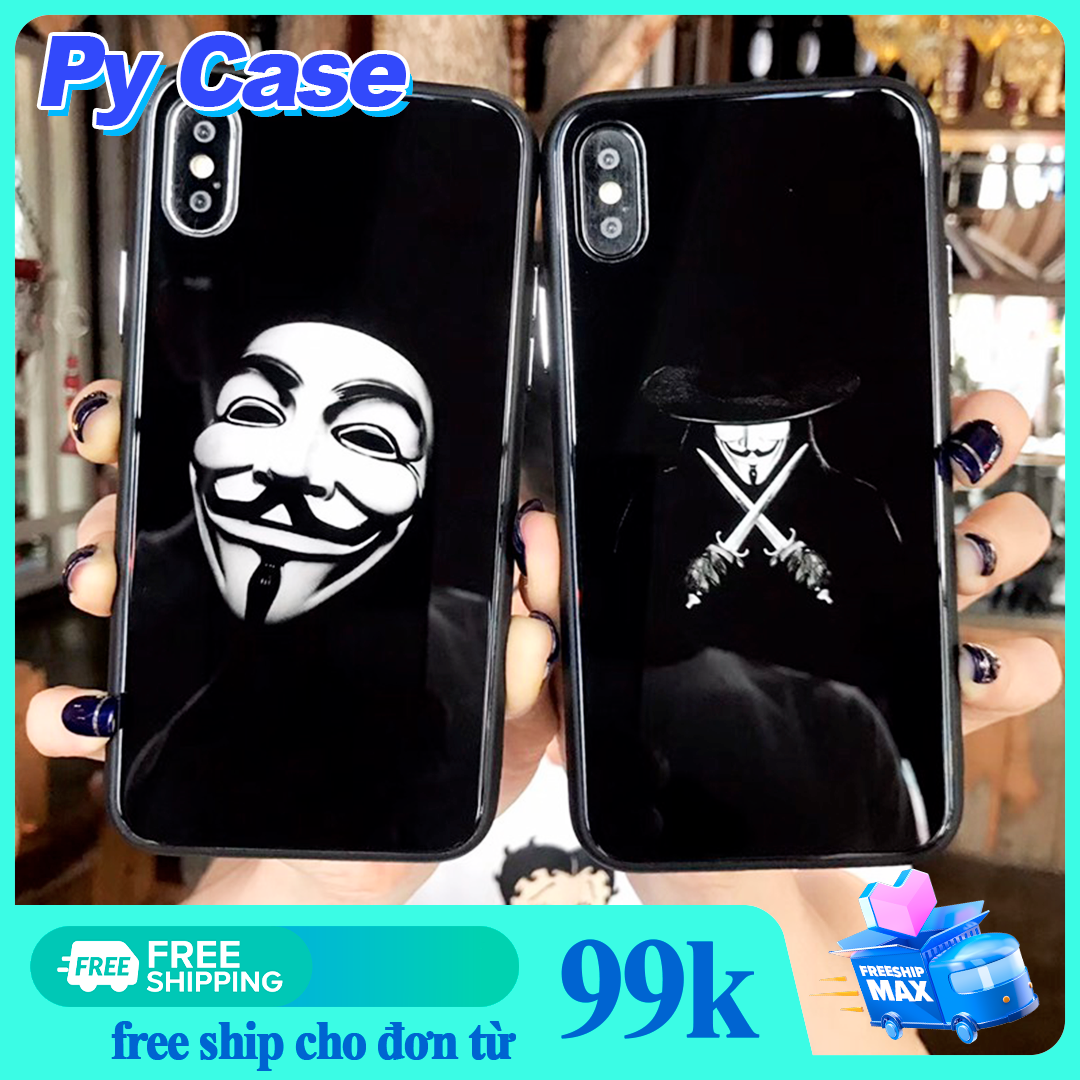 ốp lưng iphone ốp kính cường lực hacker Anonymous dành cho iphone 6 7 8 x xs xr xsmax 11 11pro max