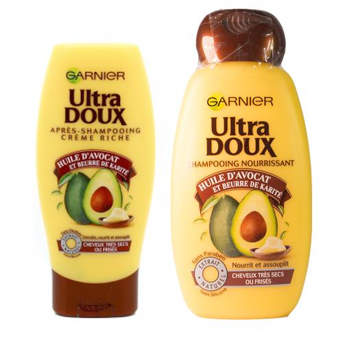 Cặp gội xả tinh chất bơ garnier ultra doux nội địa pháp