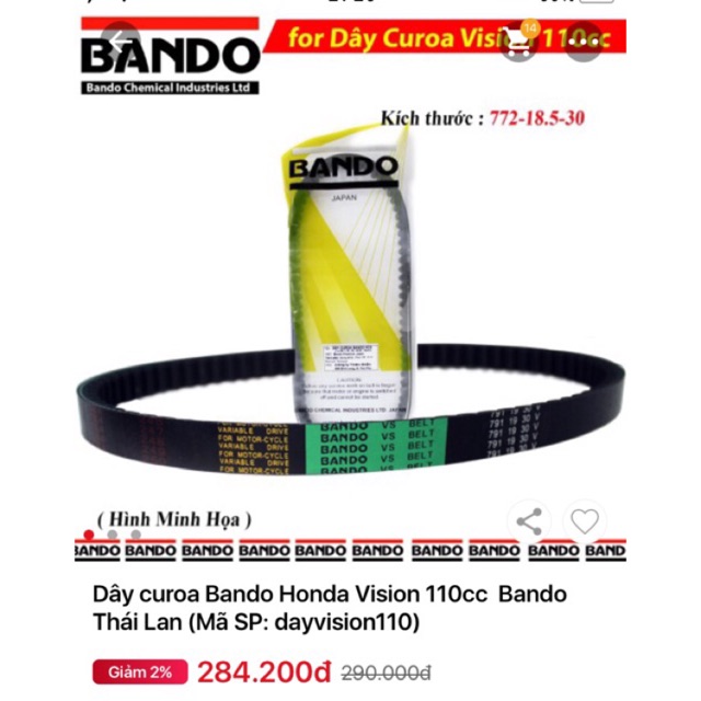 Dây curoa bando vision , dây đai truyền động Honda vision chính hãng