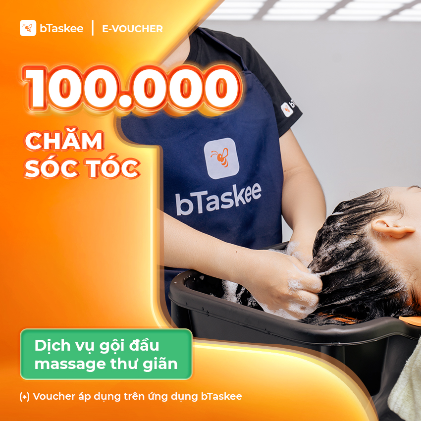 [bTaskee] eVoucher trị giá 100.000đ áp dụng cho dịch vụ Gội đầu massage thư giãn