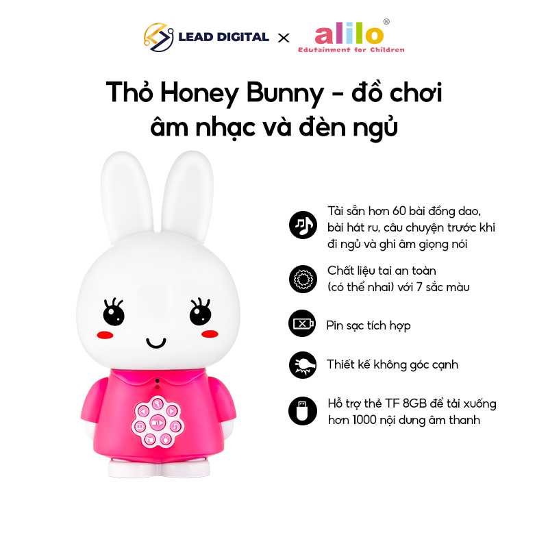 Đồ chơi cho bé alilo honey bunny g6 - máy phát nhạc - kể chuyện cho bé - đèn ngủ - hỗ trợ thẻ nhớ 8gb - bảo hành 12 tháng
