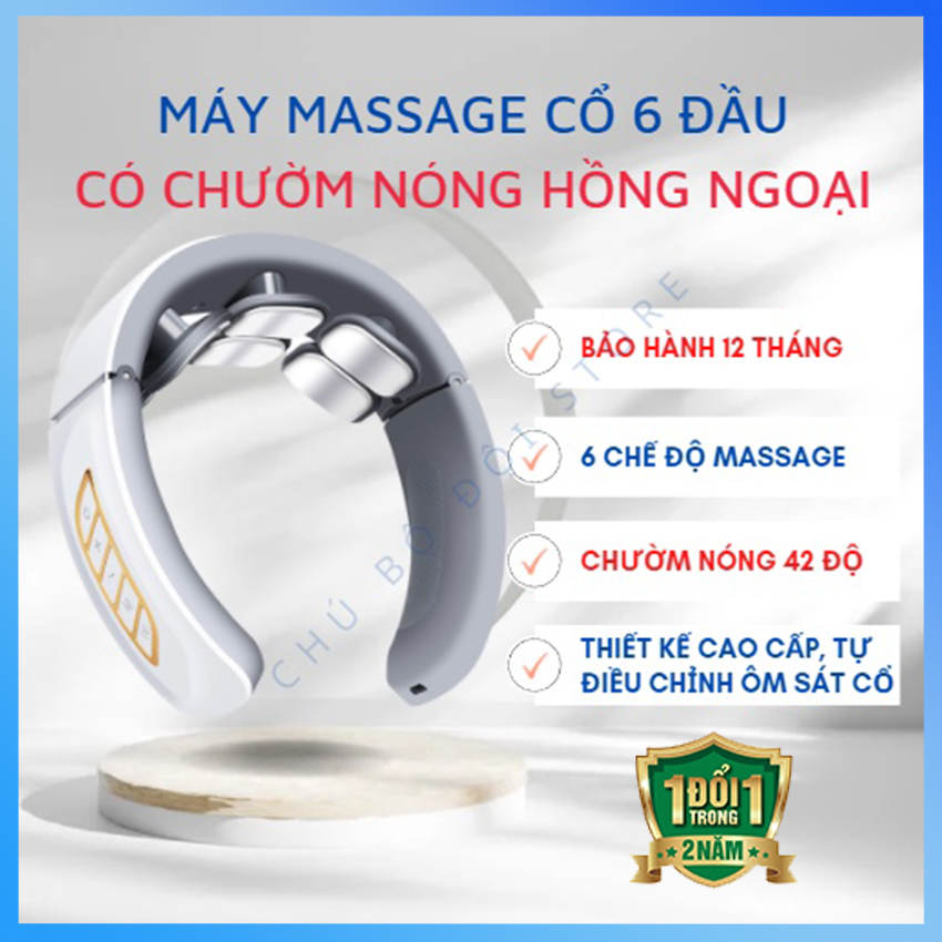 Máy massage cổ vai gáy - Mát xa cổ vai gáy - Máy massage cổ - Neck massage - Máy massage cổ xung điện - Màn hình hiển thị LCD thông báo giọng nói 6 đầu điện cực 4 chế độ 15 chế độ an toàn tuyệt đốikhông ảnh hưởng sức khỏe