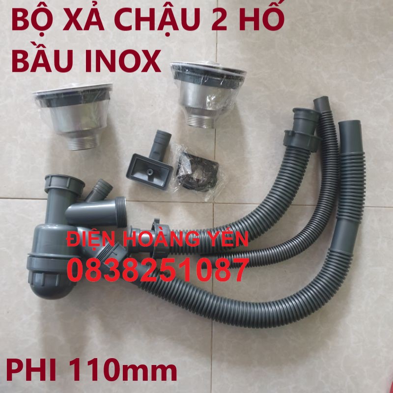 [HCM]Bộ xi phông chậu rửa chén bát 2 hố  bộ thoát nước thải  bộ xi phông