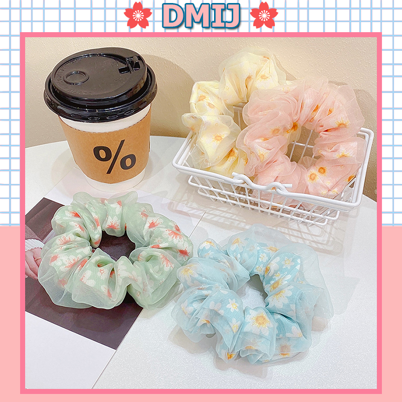 Cột tóc vải scrunchies 2 lớp phong cách vintage dây buộc tóc scrunchies nhiều màu