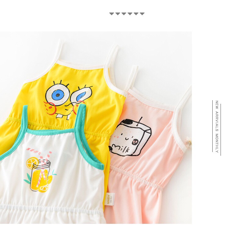 Bộ Jum Bé Gái, Body Hai Dây Liền Thân Cho Bé Gái, Màu[VÀNG, HỒNG, TRẮNG] 100% Cotton, Size 5-16kg
